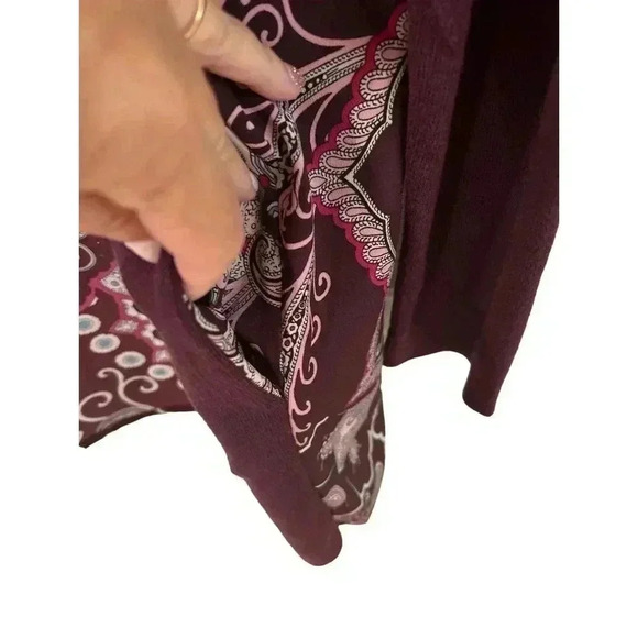 NWT Chico’s Berry Bold Geometric Paisley Open Front Cardigan Size L - Picture 3 of 8